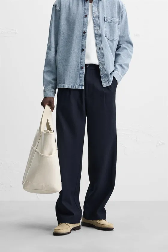 ПЛИССИРОВАННЫЕ БРЮКИ ИЗ ХЛОПКА И ЛИОЦЕЛЛА