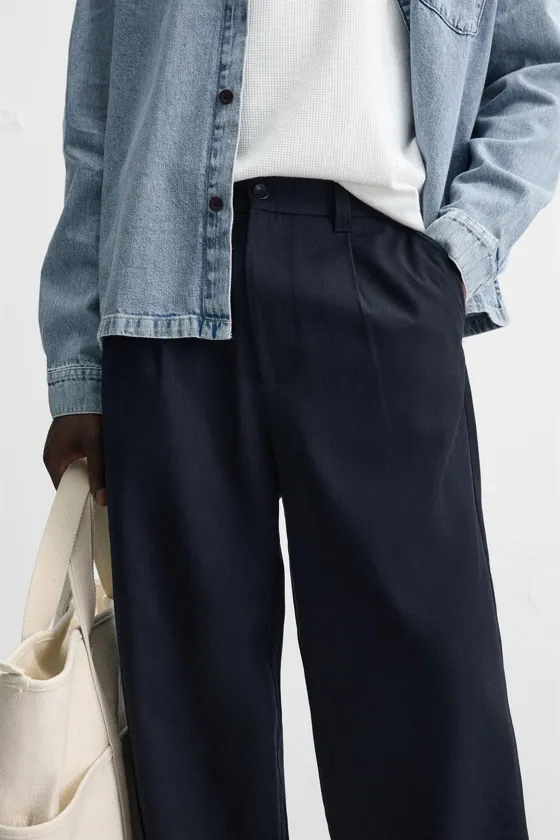 ПЛИССИРОВАННЫЕ БРЮКИ ИЗ ХЛОПКА И ЛИОЦЕЛЛА