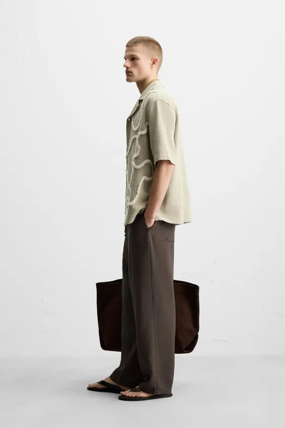 РУБАШКА RELAXED FIT ИЗ РЕЛЬЕФНОЙ ТКАНИ
