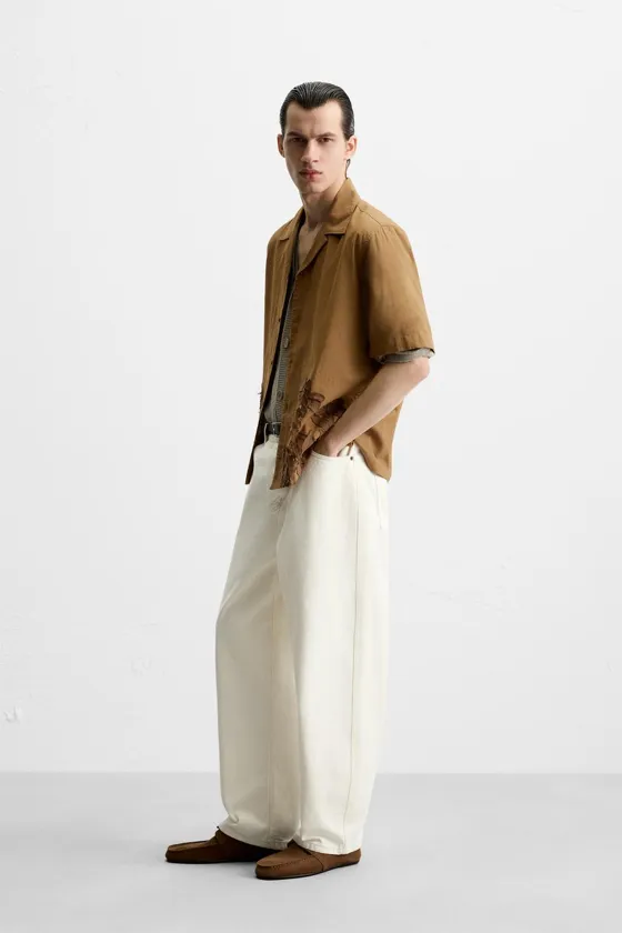 РУБАШКА RELAXED FIT ИЗ РЕЛЬЕФНОЙ ТКАНИ