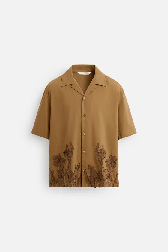 РУБАШКА RELAXED FIT ИЗ РЕЛЬЕФНОЙ ТКАНИ