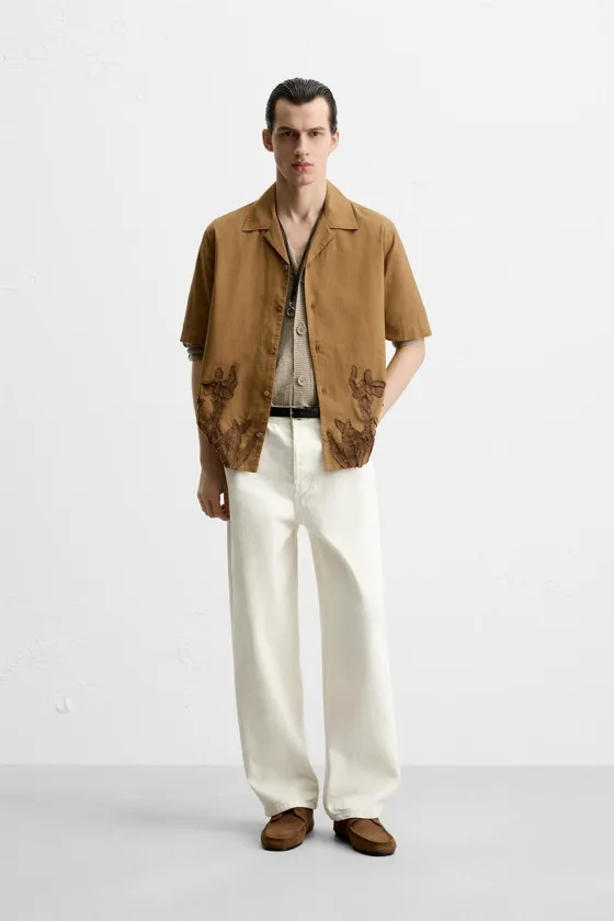 РУБАШКА RELAXED FIT ИЗ РЕЛЬЕФНОЙ ТКАНИ