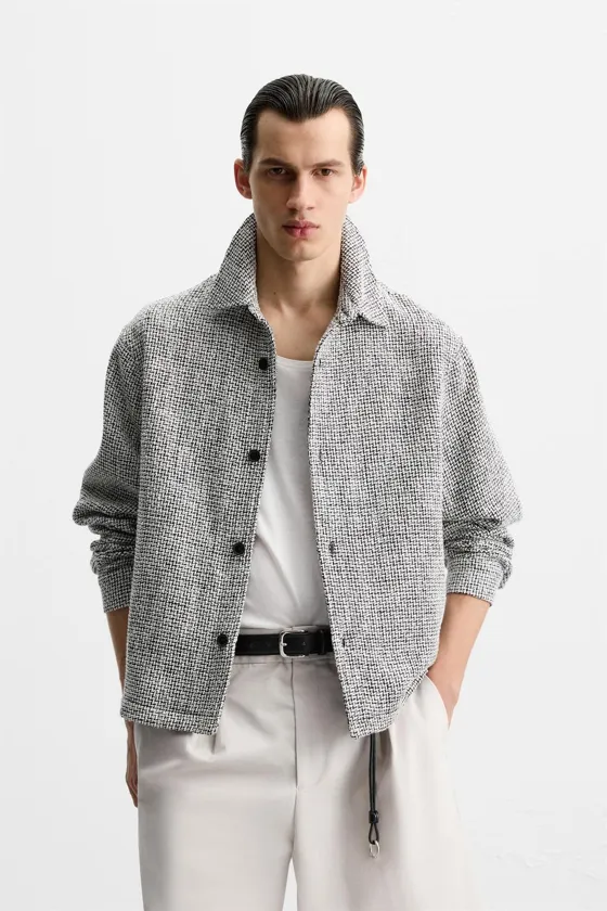 КУРТКА-РУБАШКА REGULAR FIT ИЗ РЕЛЬЕФНОЙ ТКАНИ