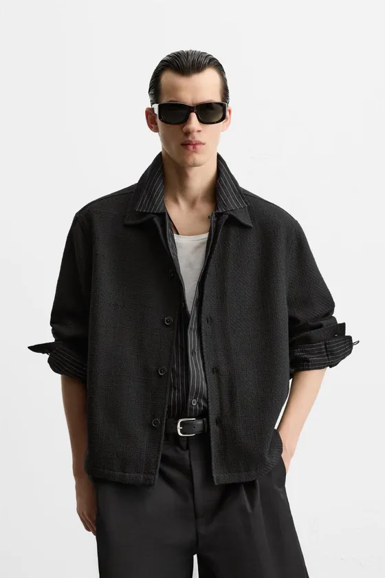КУРТКА-РУБАШКА REGULAR FIT ИЗ РЕЛЬЕФНОЙ ТКАНИ