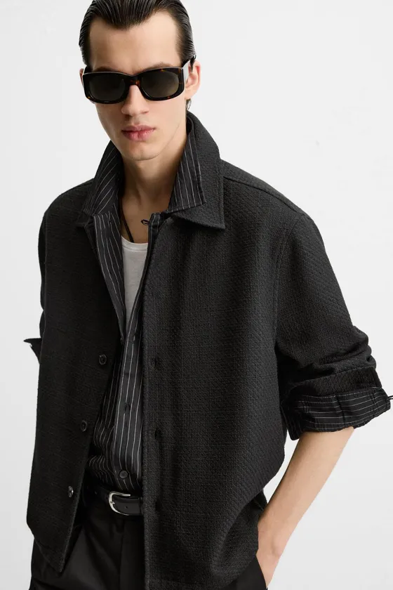 КУРТКА-РУБАШКА REGULAR FIT ИЗ РЕЛЬЕФНОЙ ТКАНИ