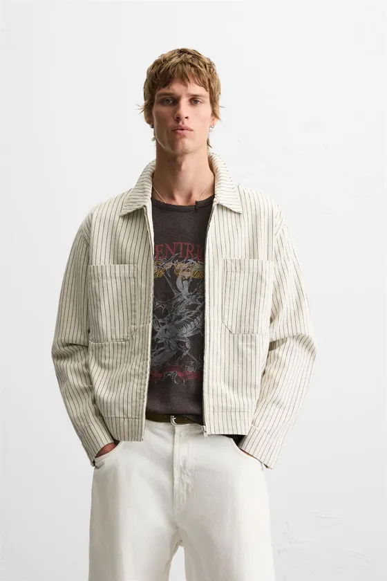 КУРТКА-РУБАШКА RELAXED FIT В ПОЛОСКУ