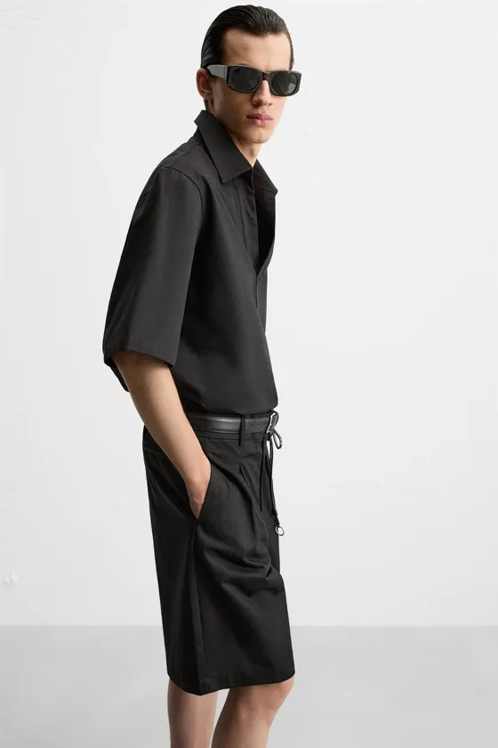 ШОРТЫ ИЗ ХЛОПКА И ЛЬНА СО СКЛАДКАМИ