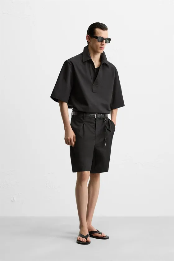 ШОРТЫ ИЗ ХЛОПКА И ЛЬНА СО СКЛАДКАМИ