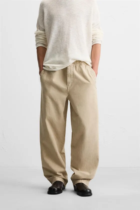 БРЮКИ RELAXED FIT С ЭФФЕКТОМ ПОТЕРТОСТИ