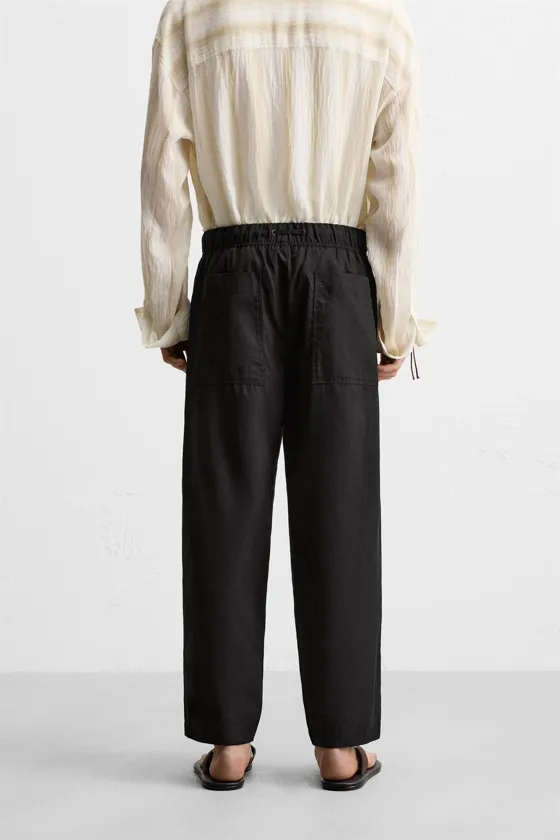 БРЮКИ RELAXED FIT ИЗ ХЛОПКА И ЛЬНА