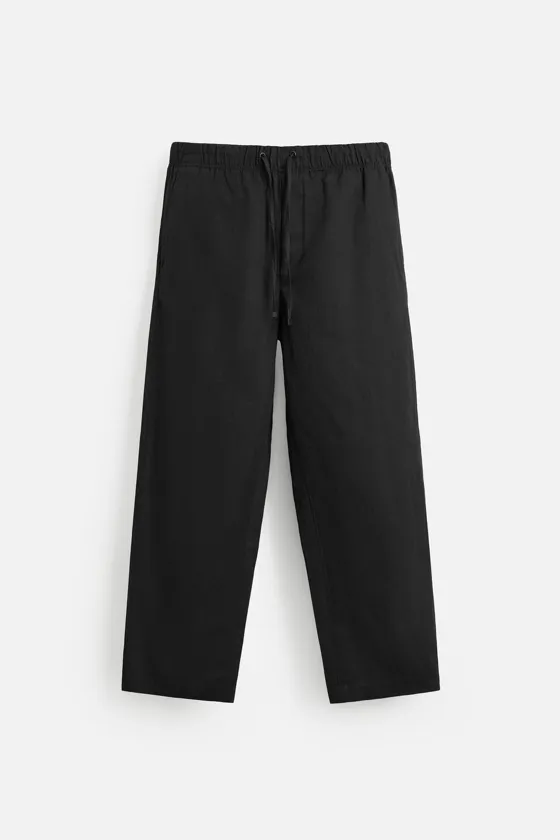 БРЮКИ RELAXED FIT ИЗ ХЛОПКА И ЛЬНА