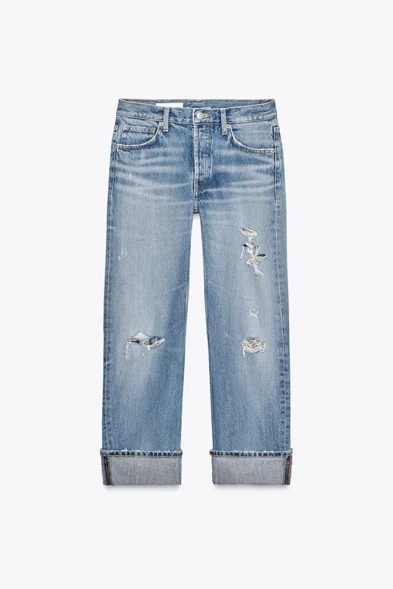 ДЖИНСЫ TRF STRAIGHT-LEG MID-RISE С РАЗРЕЗАМИ