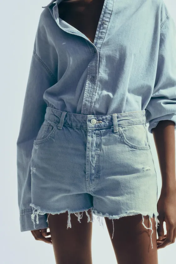 УКОРОЧЕННЫЕ ДЖИНСОВЫЕ ШОРТЫ TRF BAGGY С НИЗКОЙ ПОСАДКОЙ