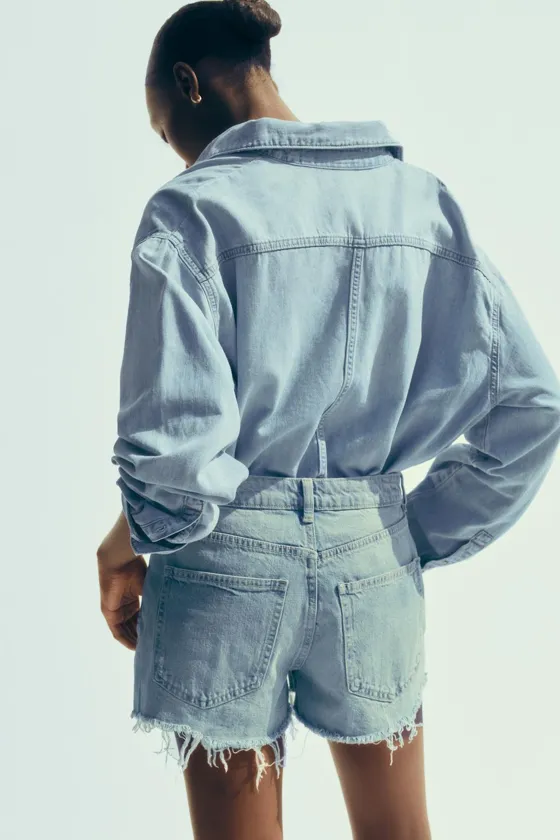 УКОРОЧЕННЫЕ ДЖИНСОВЫЕ ШОРТЫ TRF BAGGY С НИЗКОЙ ПОСАДКОЙ