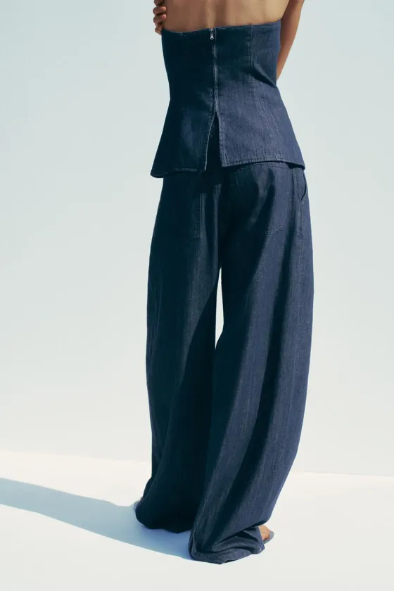 ДЖИНСОВЫЕ БРЮКИ TRF С ЗАЩИПАМИ