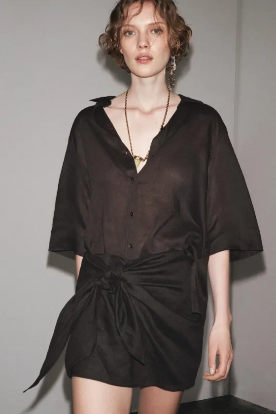 КОРОТКАЯ ЮБКА ИЗ 100% ЛЬНА — коллекция Zara «ZW»