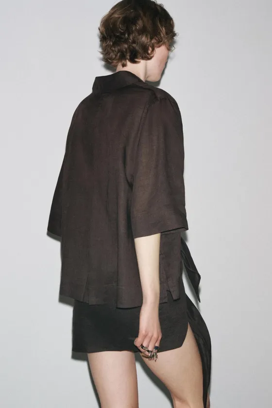 КОРОТКАЯ ЮБКА ИЗ 100% ЛЬНА — коллекция Zara «ZW»