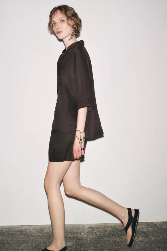 КОРОТКАЯ ЮБКА ИЗ 100% ЛЬНА — коллекция Zara «ZW»
