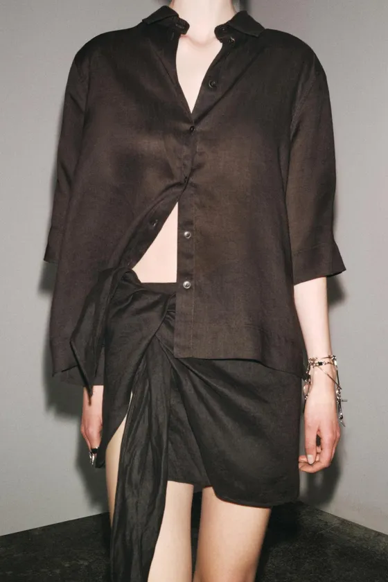 КОРОТКАЯ ЮБКА ИЗ 100% ЛЬНА — коллекция Zara «ZW»