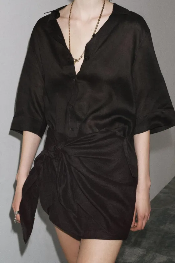 КОРОТКАЯ ЮБКА ИЗ 100% ЛЬНА — коллекция Zara «ZW»