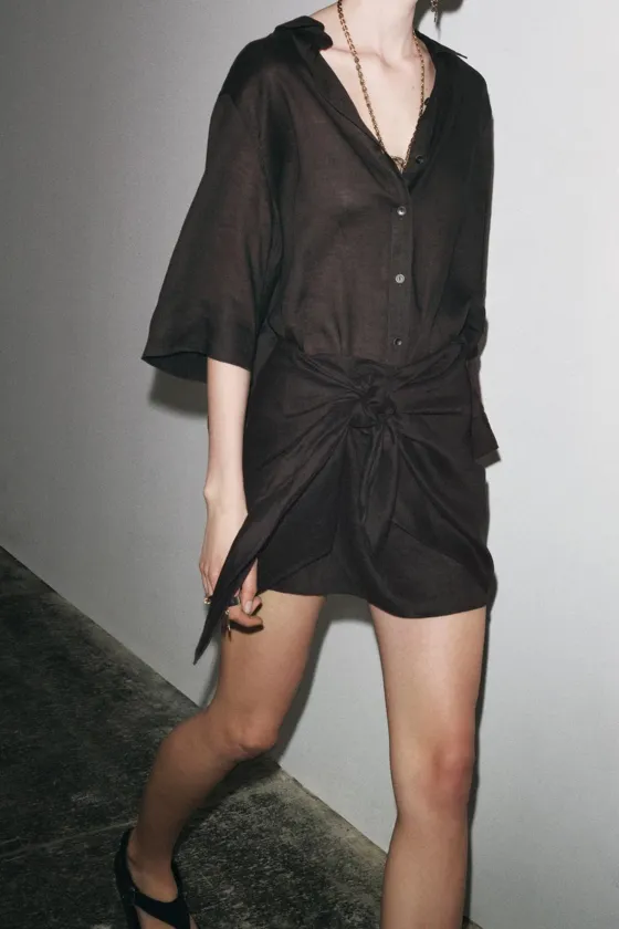 КОРОТКАЯ ЮБКА ИЗ 100% ЛЬНА — коллекция Zara «ZW»