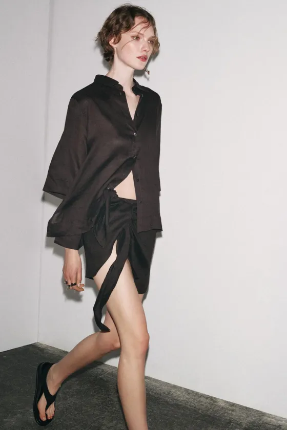 КОРОТКАЯ ЮБКА ИЗ 100% ЛЬНА — коллекция Zara «ZW»