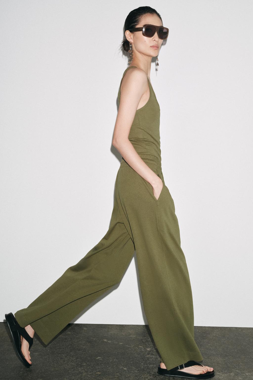 Zara Широкие брюки - Цвет зеленый - green | 4424/161
