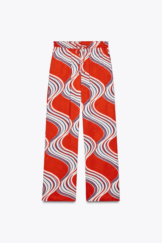 БРЮКИ В ПИЖАМНОМ СТИЛЕ С ПРИНТОМ — ZW COLLECTION