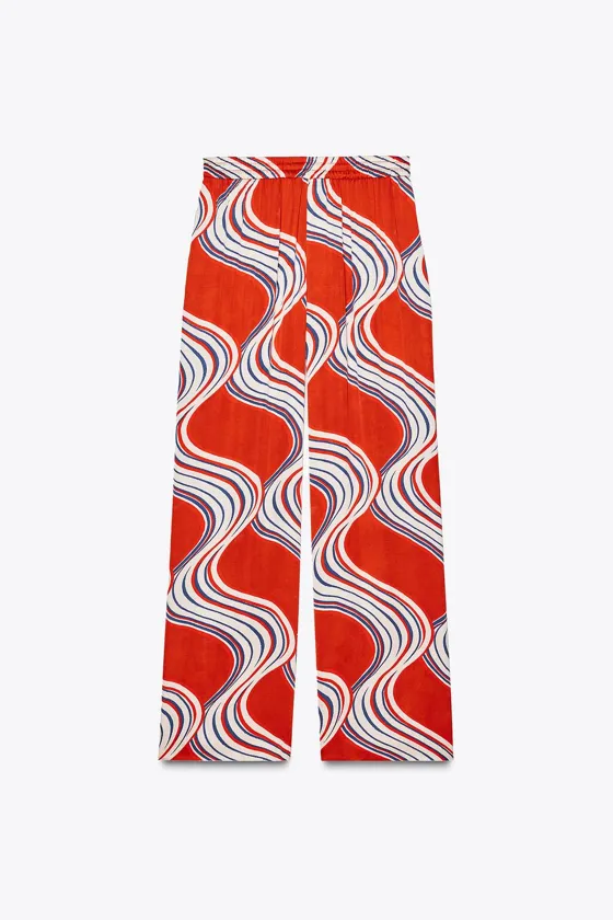 БРЮКИ В ПИЖАМНОМ СТИЛЕ С ПРИНТОМ — ZW COLLECTION