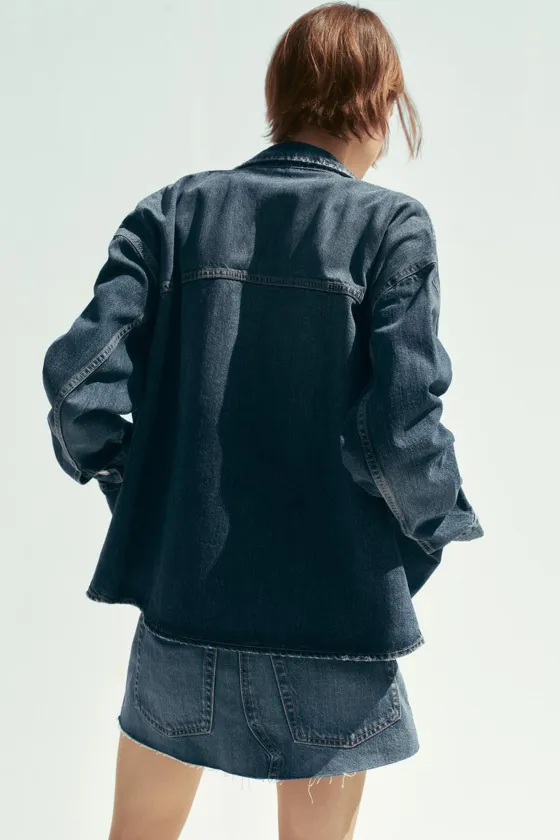 джинсовая верхняя рубашка trf с карманами