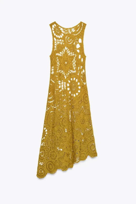 ПЛАТЬЕ АСИММЕТРИЧНОГО КРОЯ ИЗ КРУЖЕВА КРОШЕ