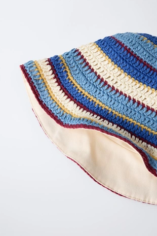 Двусторонняя панама из кружева кроше в полоску - Заказать в России