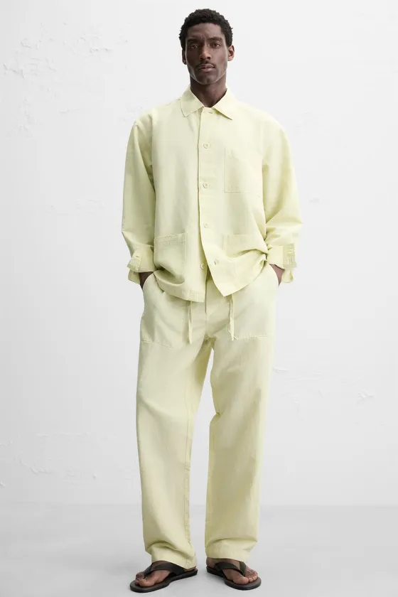 БРЮКИ STRAIGHT FIT ИЗО ЛЬНА И ХЛОПКА