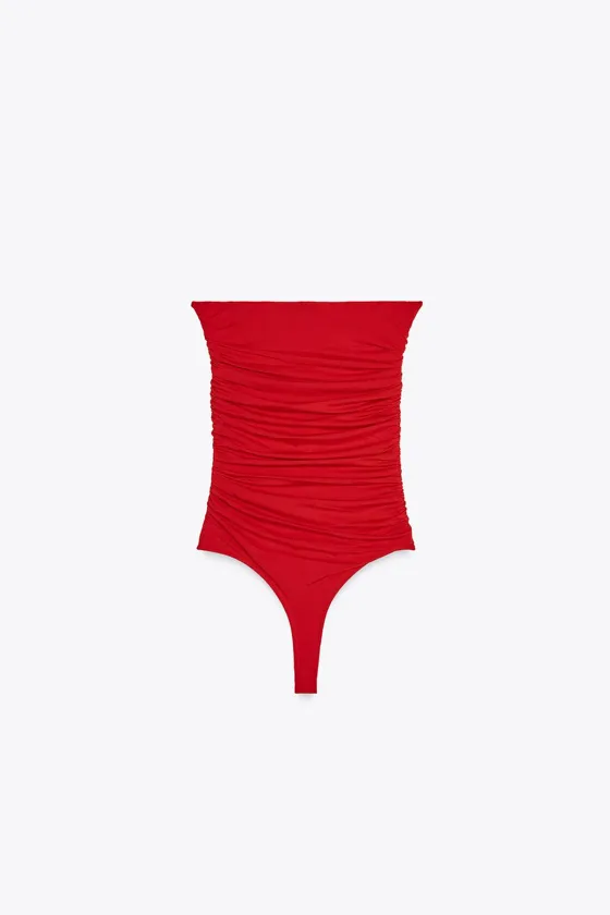 БОДИ БАНДО ИЗ ПОЛИАМИДА СО СБОРКАМИ