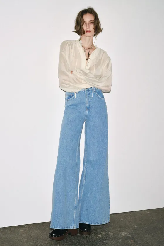 ДЖИНСЫ WIDE LEG С ВЫСОКОЙ ПОСАДКОЙ — ZW COLLECTION