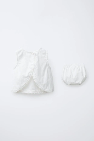 Комплект из топа и трусов из смесового льна с кружевом- Заказать в России