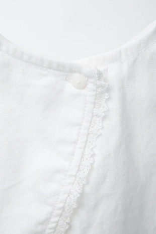 Комплект из топа и трусов из смесового льна с кружевом- Заказать в России