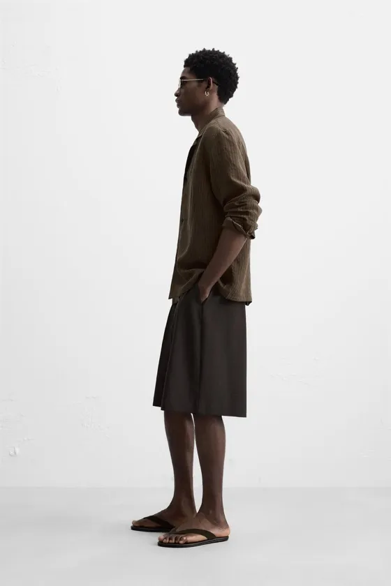 РУБАШКА ИЗ СМЕСОВОГО МОДАЛА В ПОЛОСКУ