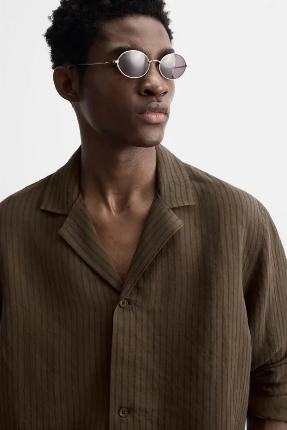 РУБАШКА ИЗ СМЕСОВОГО МОДАЛА В ПОЛОСКУ