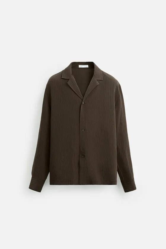 РУБАШКА ИЗ СМЕСОВОГО МОДАЛА В ПОЛОСКУ