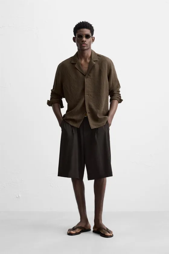 РУБАШКА ИЗ СМЕСОВОГО МОДАЛА В ПОЛОСКУ