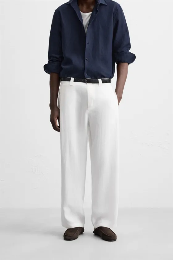 БРЮКИ ИЗ СМЕСОВОГО ЛИОЦЕЛЛА СО СКЛАДКАМИ