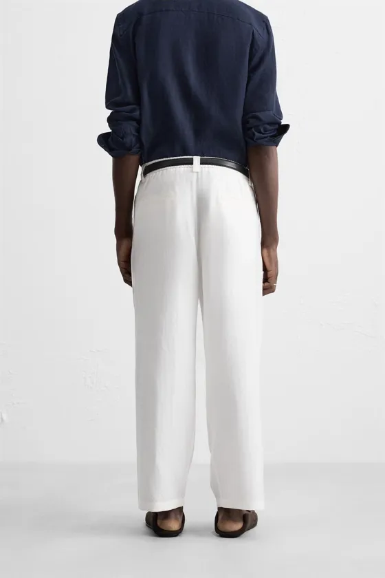 БРЮКИ ИЗ СМЕСОВОГО ЛИОЦЕЛЛА СО СКЛАДКАМИ