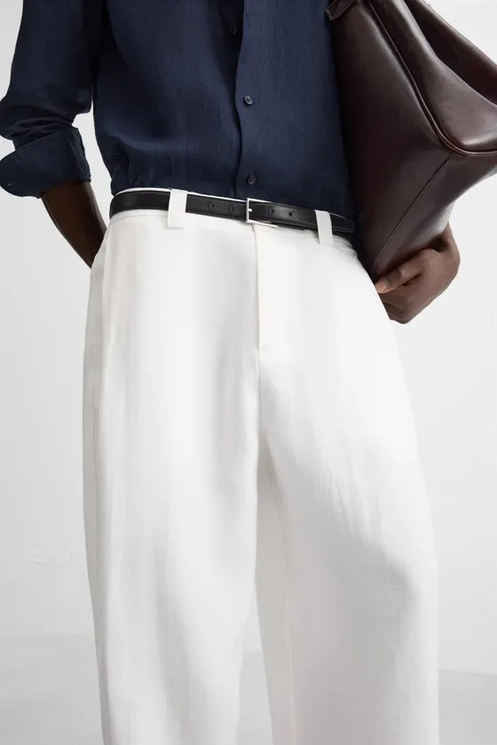 БРЮКИ ИЗ СМЕСОВОГО ЛИОЦЕЛЛА СО СКЛАДКАМИ