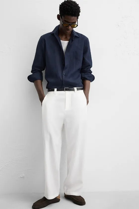 БРЮКИ ИЗ СМЕСОВОГО ЛИОЦЕЛЛА СО СКЛАДКАМИ