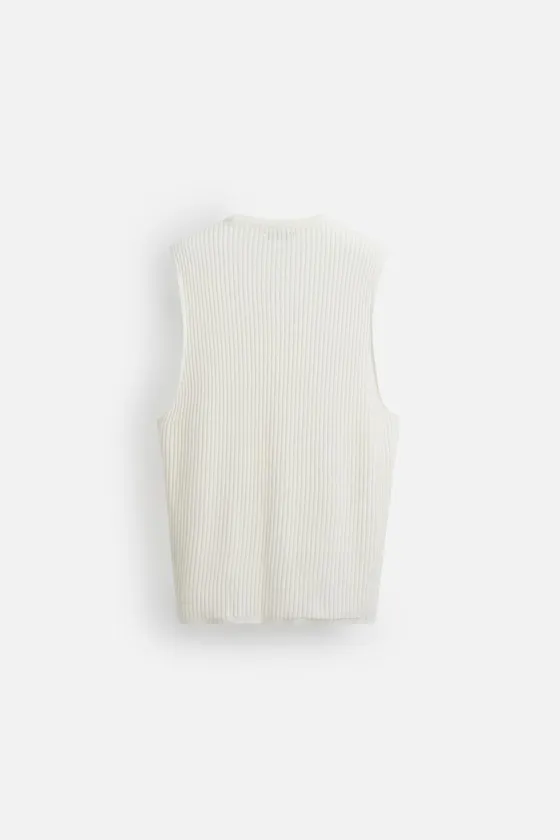 ТРИКОТАЖНЫЙ ТОП БЕЗ РУКАВОВ В РУБЧИК