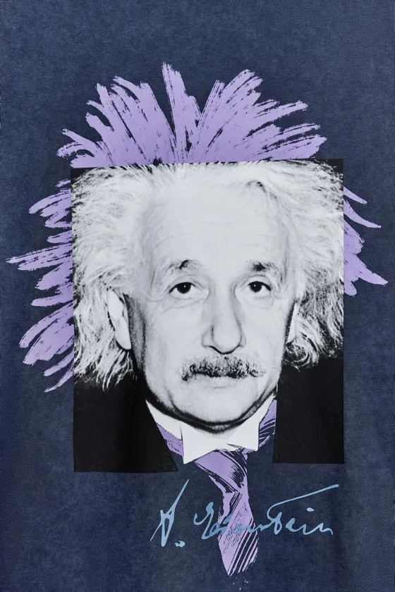ФУТБОЛКА ИЗ ТКАНИ С ЭФФЕКТОМ ПОТЕРТОСТИ С ПРИНТОМ ALBERT EINSTEIN™