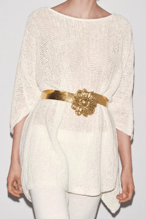 РЕМЕНЬ С МЕТАЛЛИЧЕСКИМ ЦВЕТКОМ