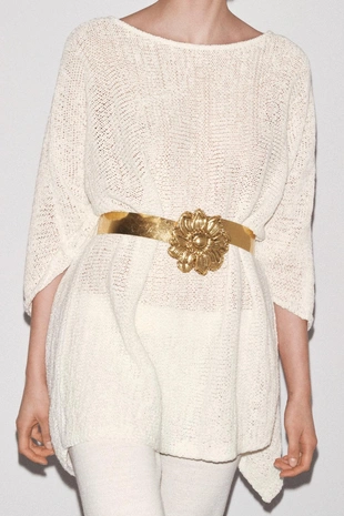 Ремень с металлическим цветком- Заказать в России