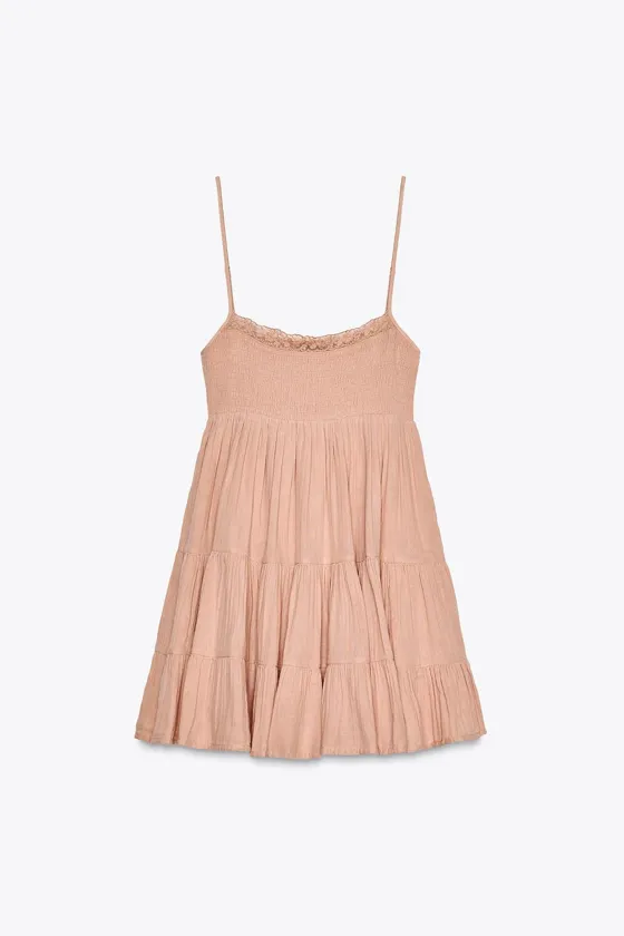 КОРОТКОЕ ПЛАТЬЕ ИЗ ШИФОНА С КРУЖЕВОМ